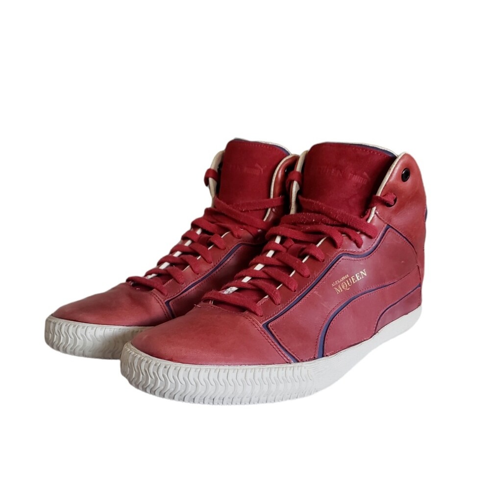 RARE🔥 Alexander McQueen X PUMA High-top sneakers Shoes Men's Size 12 Red Auth